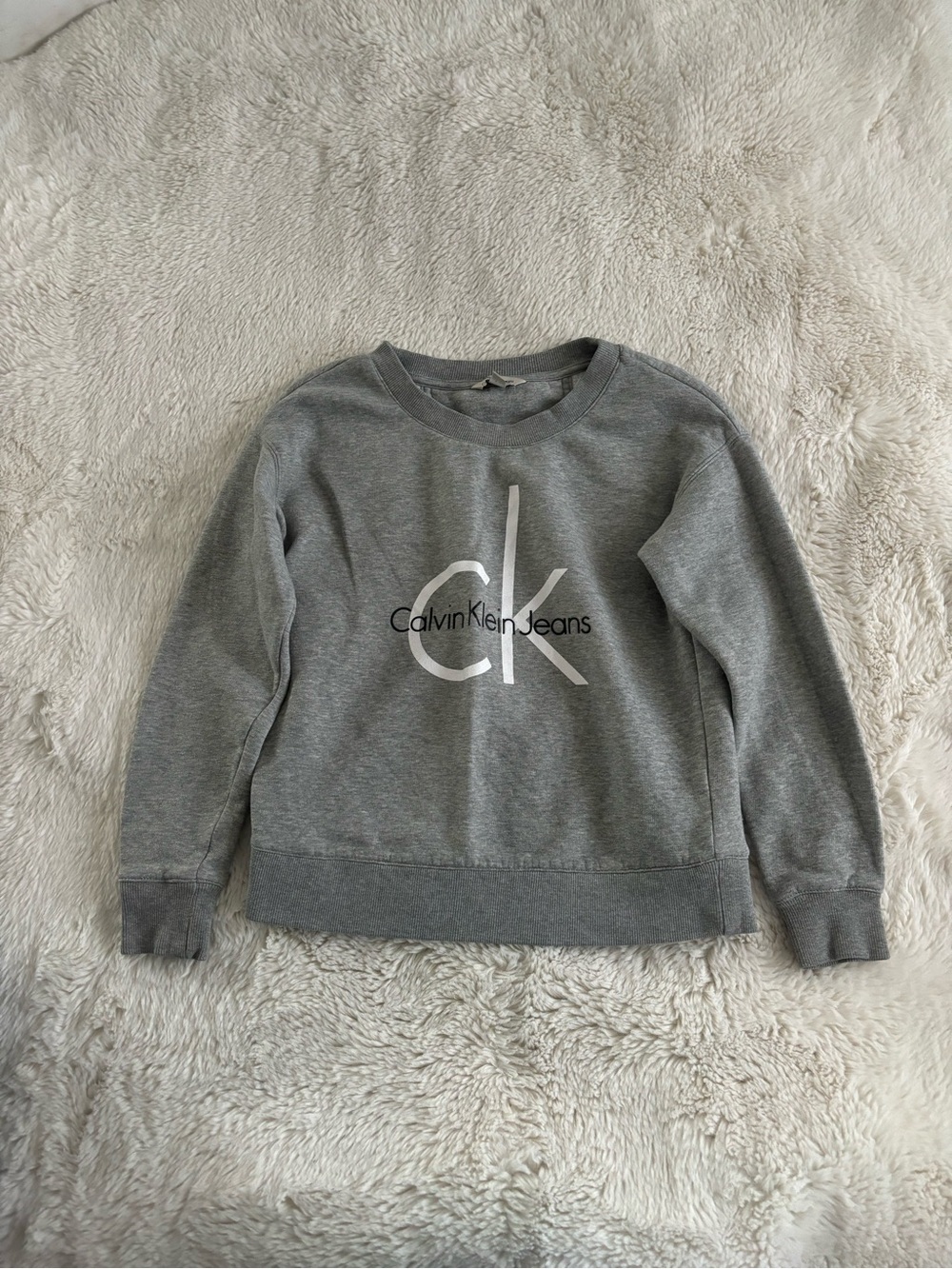 Calvin Klein Jeans Gray Logo Print Crewneck Sweatshirt